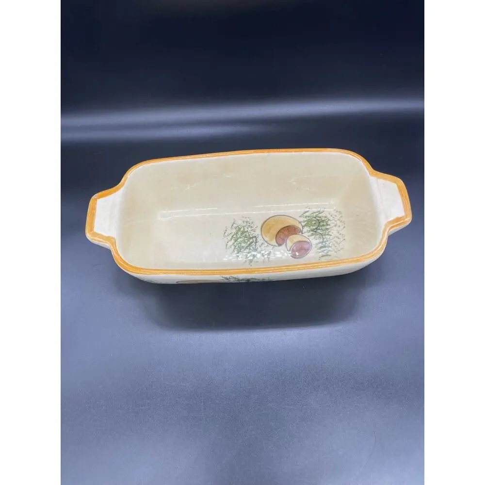 Vintage Los Angeles Pottery Bread / Loaf Pan 70’s Mushrooms *See paint photo